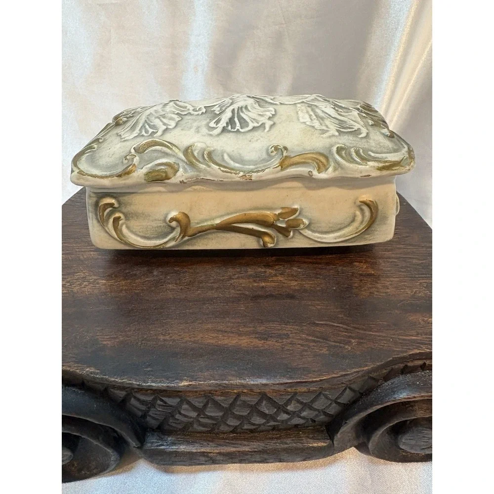 French Bisque Porcelain Trinket Cigarette dresser Box Late 1800s